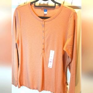 💲💸$10 Old Navy Women's Ribbed Knit Henley XL Ruffled Hem